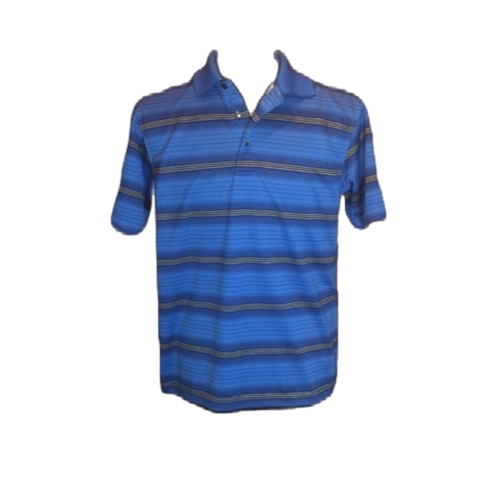 BEN HOGAN Men’s Blue Striped Performance Golf Collection Shirt Size S